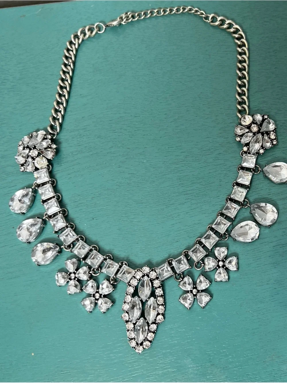 Silver Crystal Statement Necklace - Women Jewelry